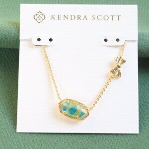 Kendra Scott Elisa Necklace Marie Blue Blooming Heirloom Gold